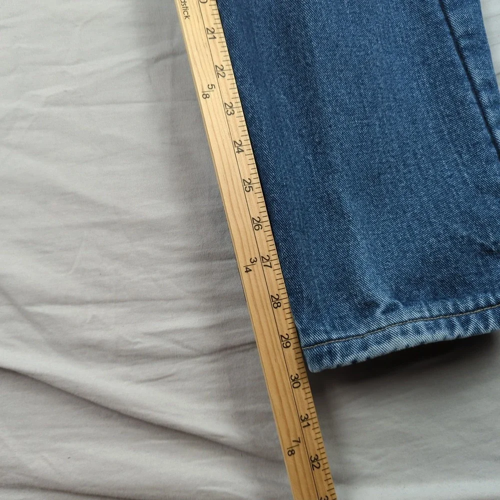 Lands End Jeans Mens 32x30 Blue Flannel Lined Plaid Outdoor Faded